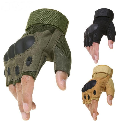 SC-TG2 Hard Knuckle Military Style Tactical Gloves (Half Finger) - Survival Cat