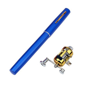 DIGIFLEX Mini Pocket Fishing Rod Pole & Golden Reel Pen - Silver