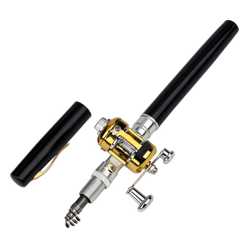 Pocket Size Fishing Rod,Fishing Rod Pen,Mini Telescopic Portable Pocket Pen  Fishing Rod Pole with Reel Combo Kit Set,Collapsible Micro Fishing Rod