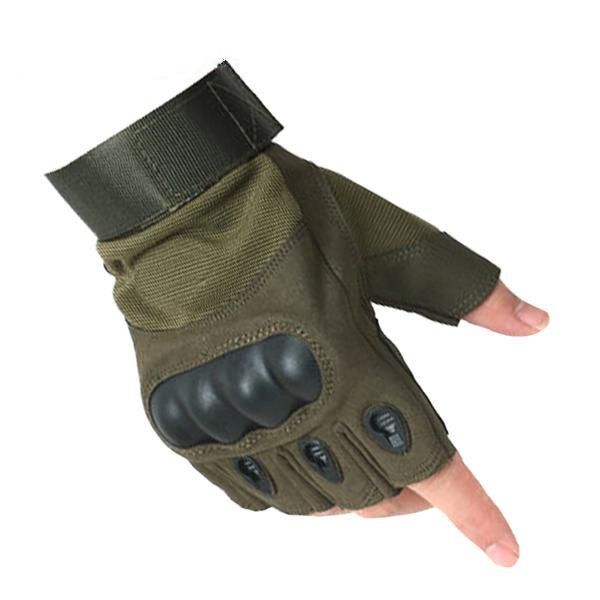 SC-TG2 Hard Knuckle Military Style Tactical Gloves (Half Finger) - Survival Cat