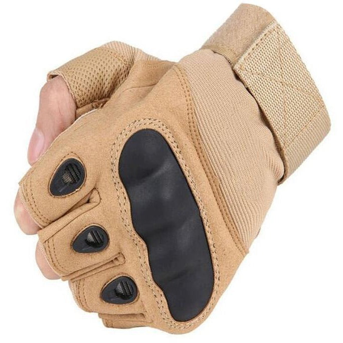 SC-TG2 Hard Knuckle Military Style Tactical Gloves (Half Finger) - Survival Cat