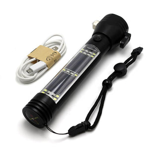 9-in-1 Multi-Functional Roadside Flashlight with Solar Panel Charging Bank & USB Port - Survival Cat