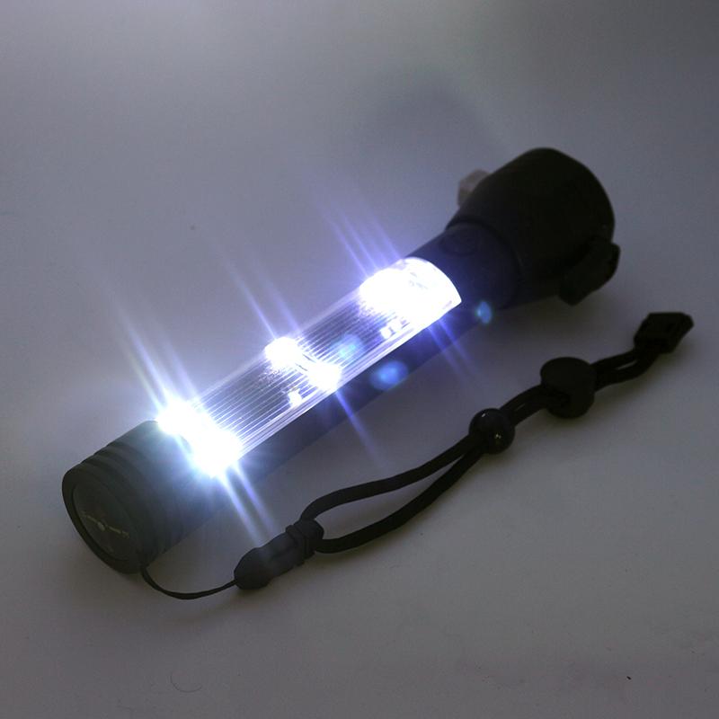 Tactical Black Roadside Rescuer 9-in-1 Multi-function Solar Powered Car Emergency Flashlight