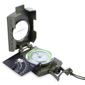 LSC2 Professional Metal Military Lensatic Sighting Compass with Inclinometer - Survival Cat