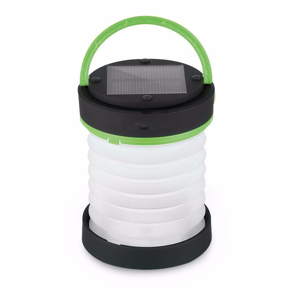 Solar camping lantern with cell charger and container
