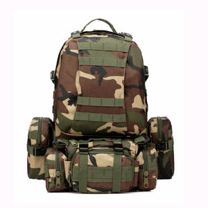 SC-3M50 Large Outdoor Military Style 50L Backpack/Daypack w/ 3 MOLLE Bags - Survival Cat
