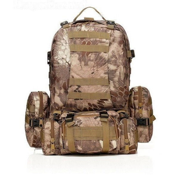 SC-3M50 Large Outdoor Military Style 50L Backpack/Daypack w/ 3 MOLLE Bags - Survival Cat