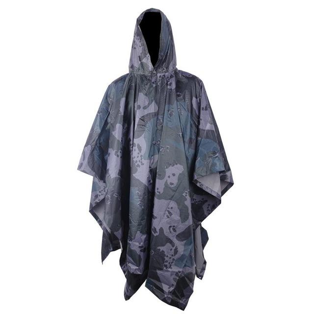 SC-RC1 Military Style Multi-Purpose Hooded Rain Poncho & Waterproof Shelter/Tent/Picnic Mat - Survival Cat