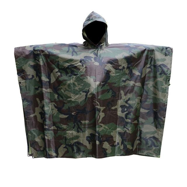 SC-RC1 Military Style Multi-Purpose Hooded Rain Poncho & Waterproof Shelter/Tent/Picnic Mat - Survival Cat