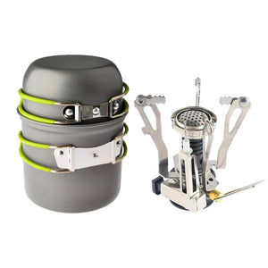 Ultralight Portable Outdoor Pot/Pan & Stove Set with Piezo Ignition - Survival Cat